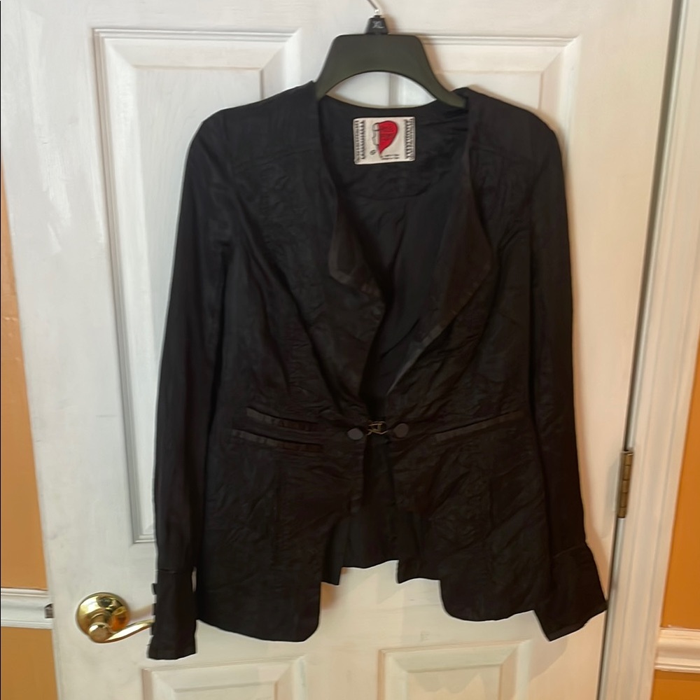 Free People Black Tailored crinkle Blazer